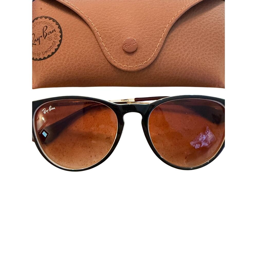 Ray Ban Erika Sunglasses Womens New with Brown/White Trim
